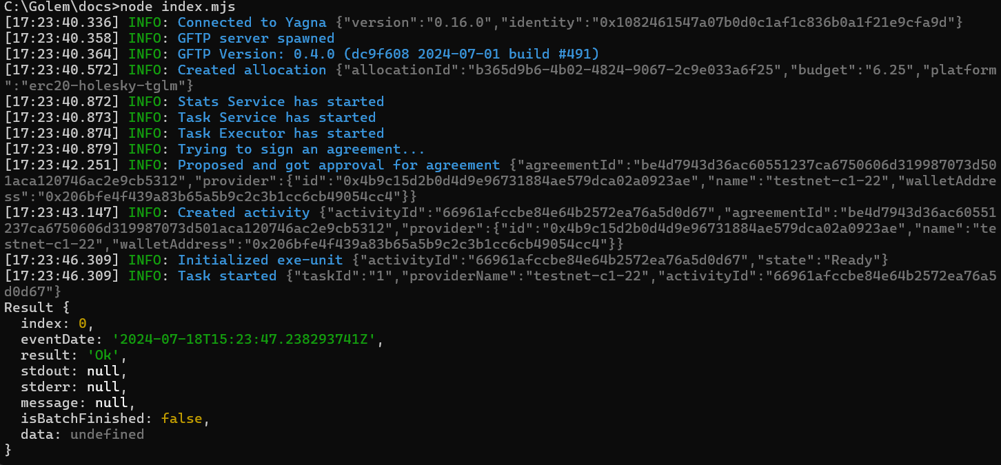 Commands batch endstream output logs